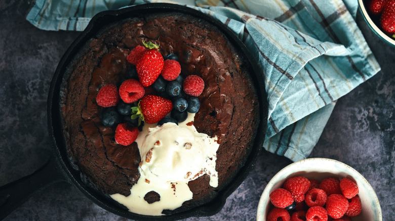 chocolate cake in cast iron