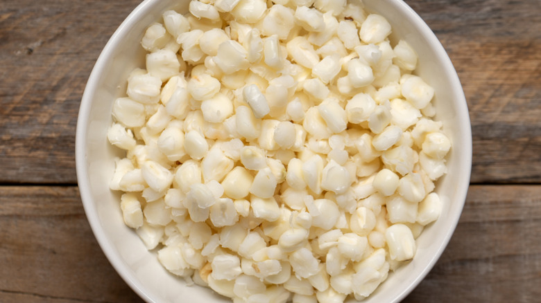 White hominy in bowl