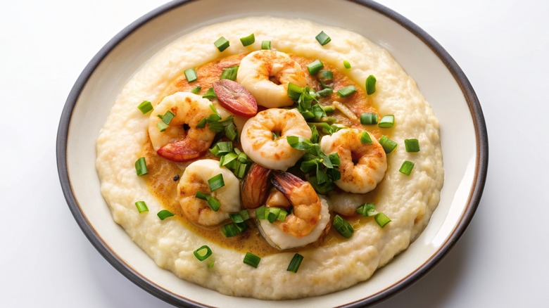 garnished shrimp and grits