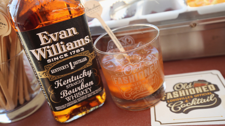 Evan Williams bottle old fashioned cocktail