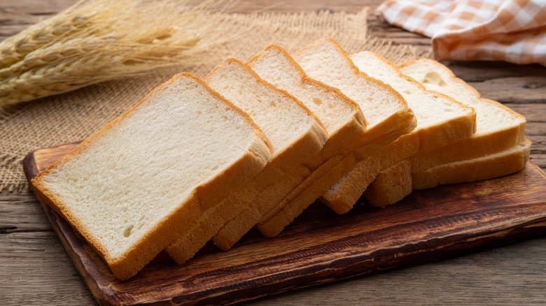 White sandwich bread on board