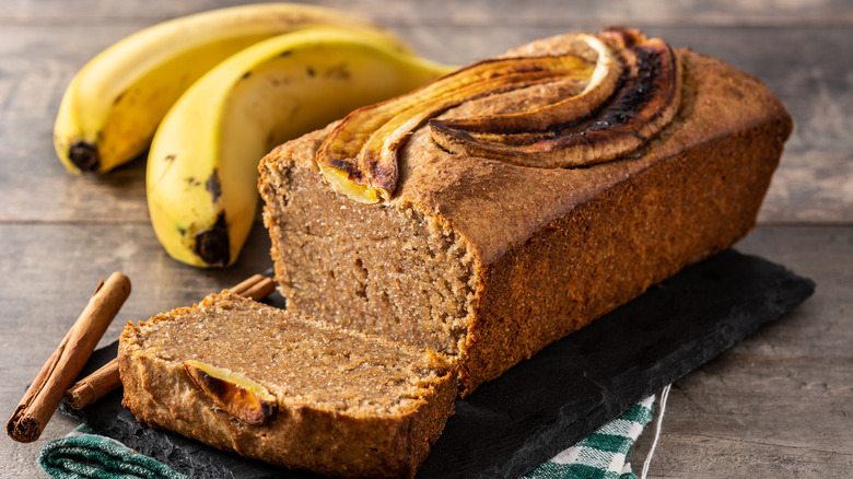 Banana bread on a table