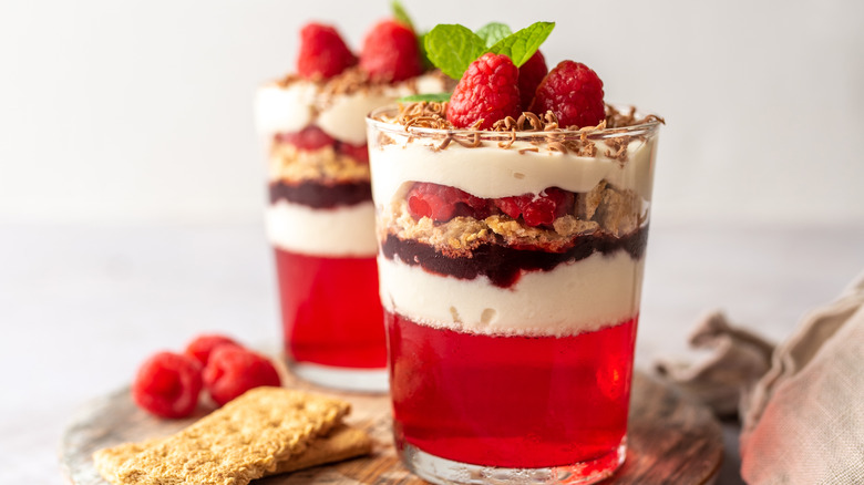 frozen dessert salad with raspberries