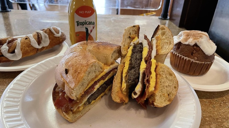 Bagel sandwich with pastries