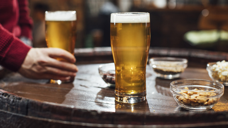 Pale ales sit on tabletop