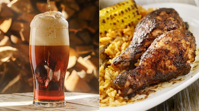 amber ale and jerk chicken