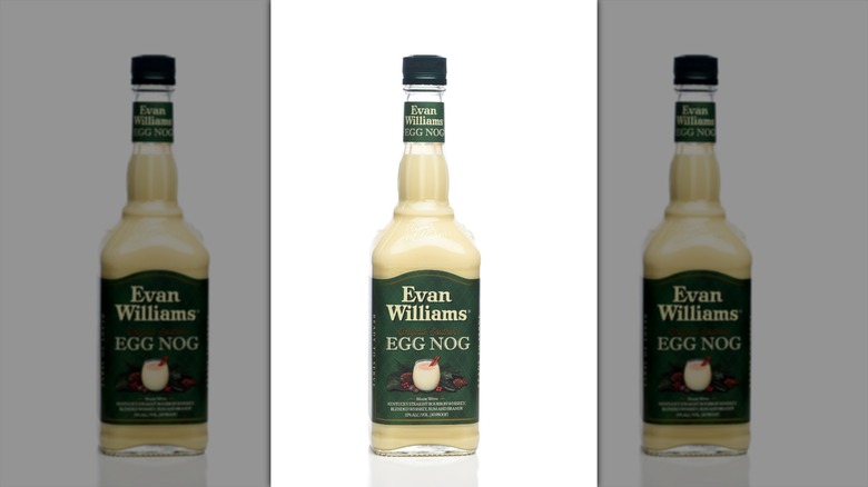 A bottle of Evan Williams Original Egg Nog