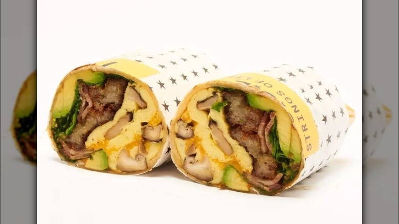 breakfast burrito with meat and veggies