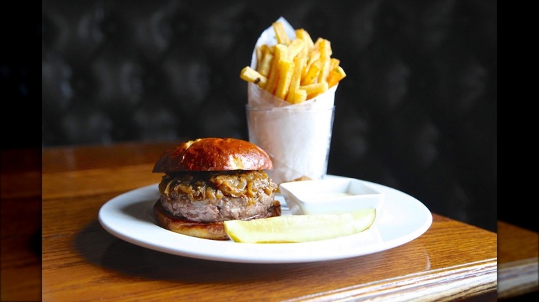 owen engine burger with fries