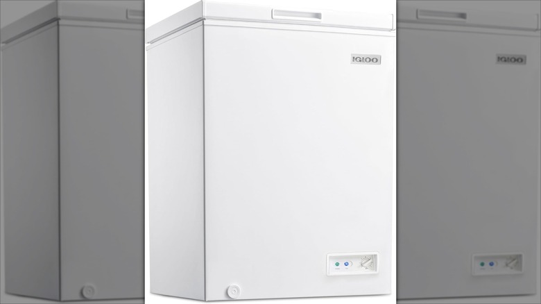 Igloo deep freezer on white background