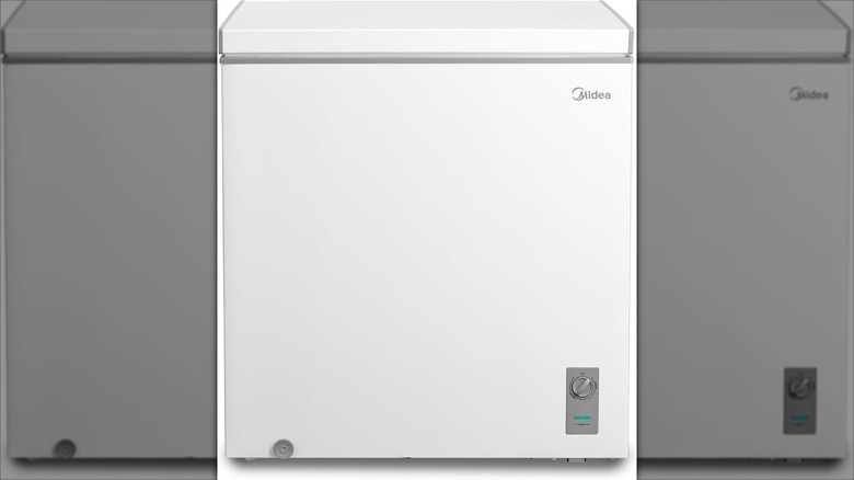 Midea chest freezer on white background