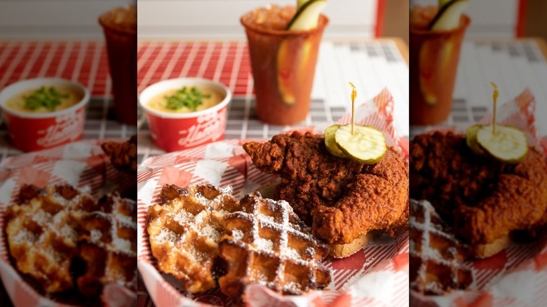 Hot fried chicken and waffles