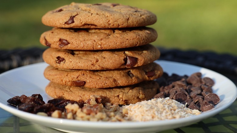 stack of chocolate chip cookies