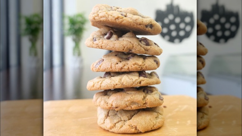 stack of chocolate chip cookies