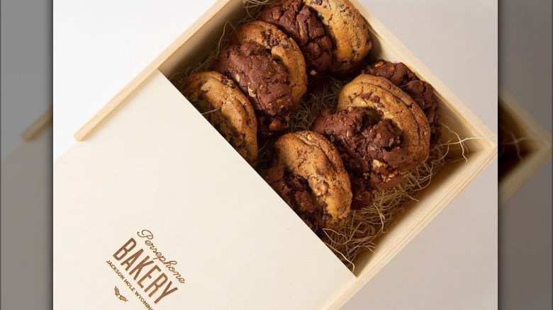 chocolate chip cookies in a box