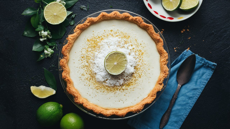 overhead shot of keylime pie