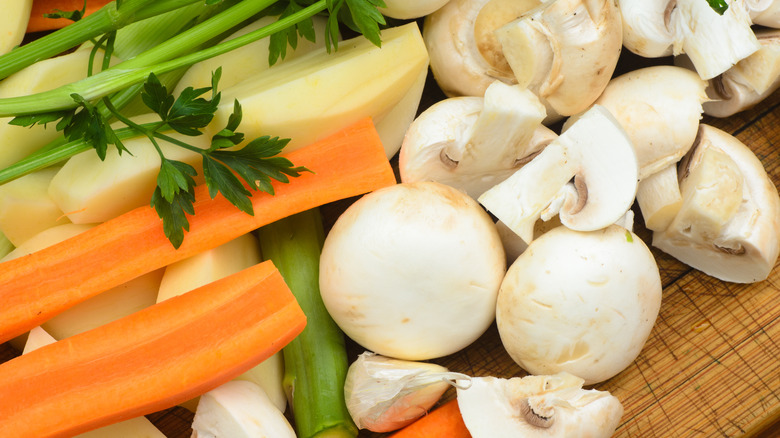 various vegetables and mushrooms