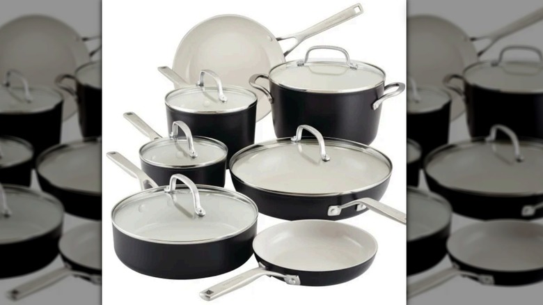 KitchenAid 12-piece hard anodized ceramic nonstick cookware set of pots and pans with lids