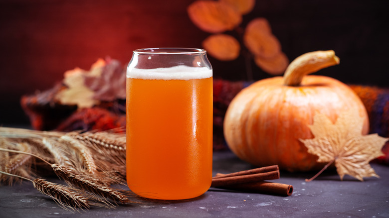 glass of seasonal pumpkin beer