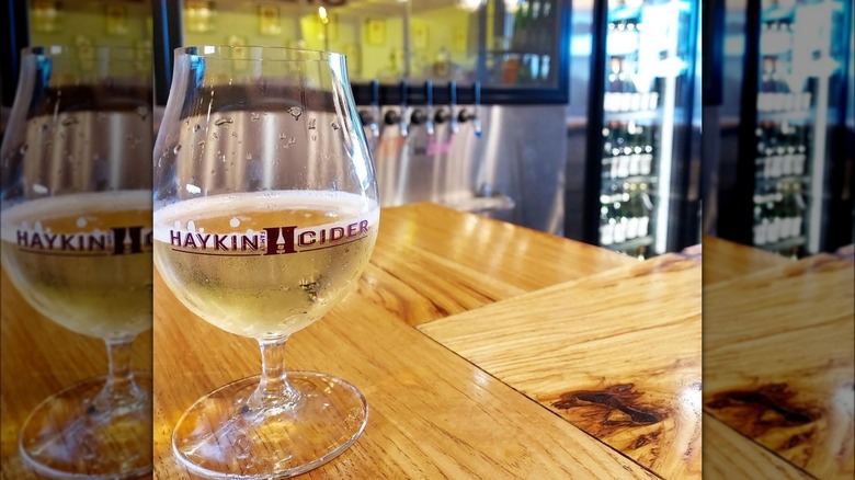 Glass of Haykin hard cider