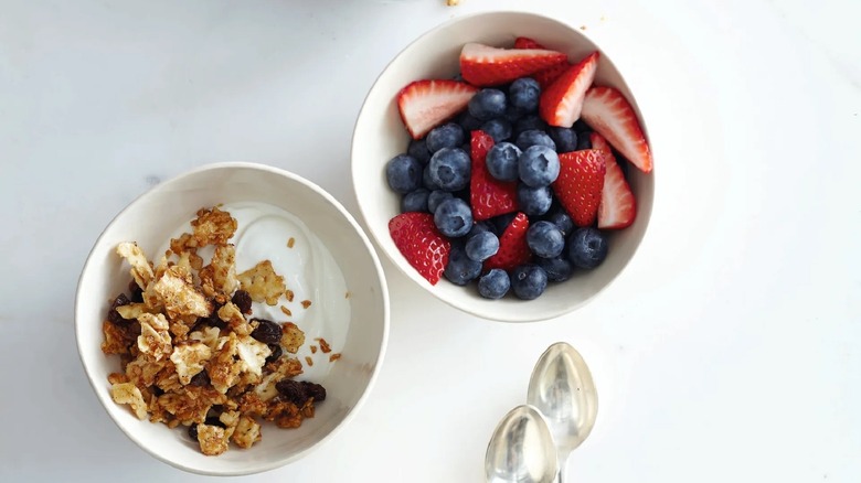 Matzo granola served with fruit