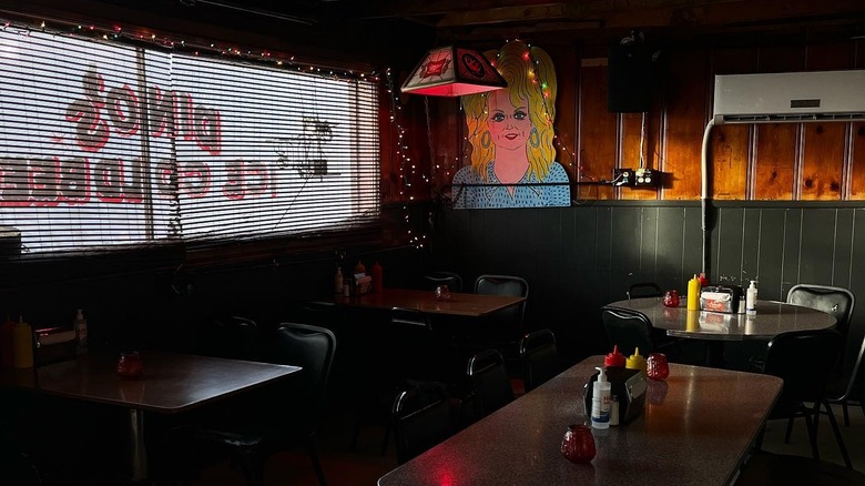 Come for the Dolly Parton art, stay for the burgers