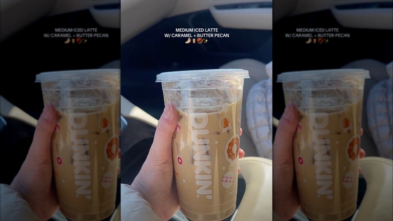 Caramel and butter pecan coffee in hand