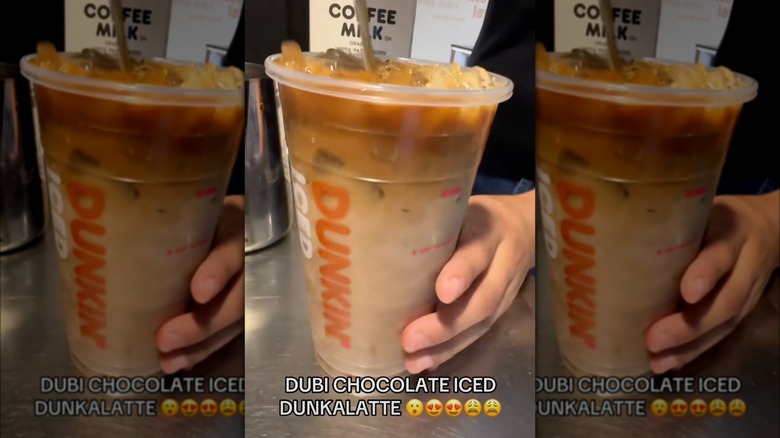 Pistachio and mocha Dunkin' coffee