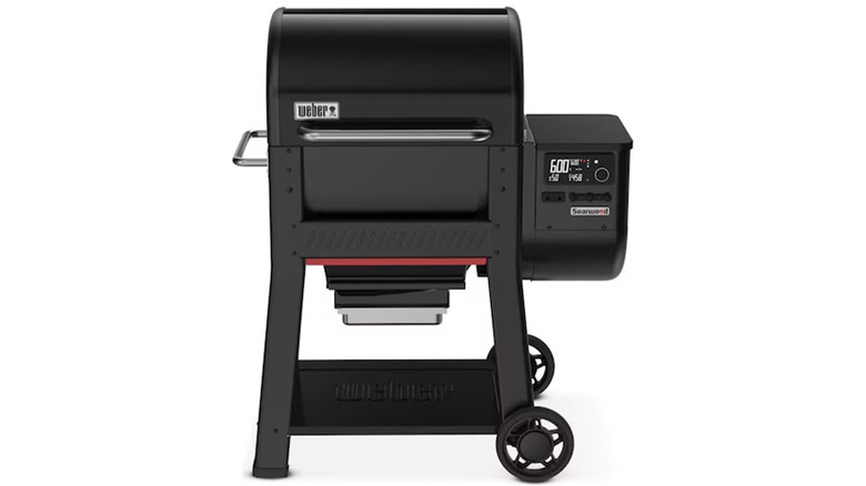 A product image of a Weber Searwood smoker on white background