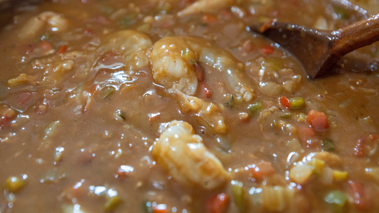 shrimp in cooked etouffee
