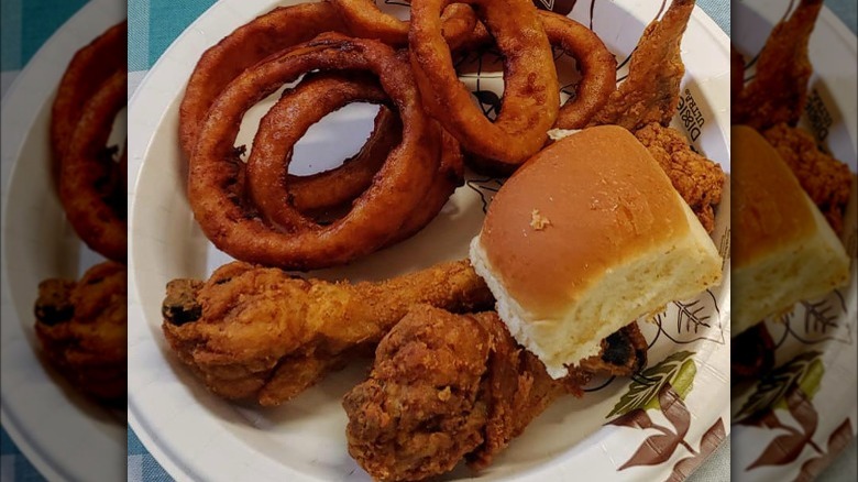 fried chicken and onion rings