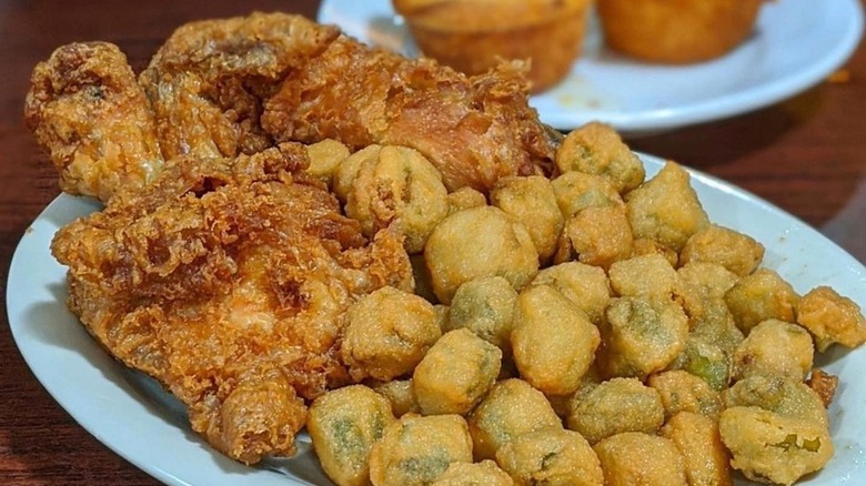 fried chicken with fried okra