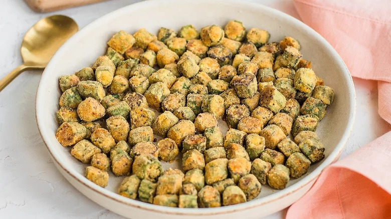 fried okra on plate