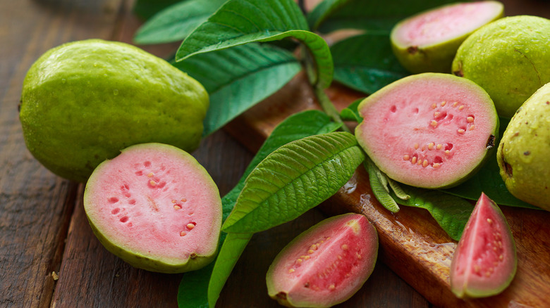 fresh whole and cut guava