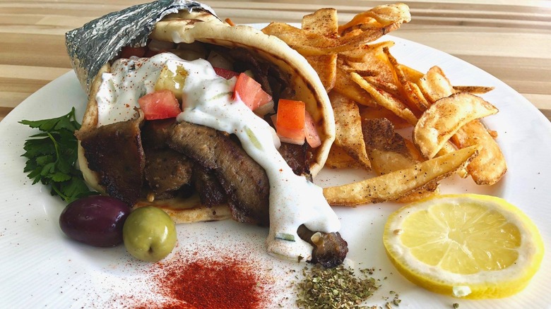 Gyro meat with tzatziki