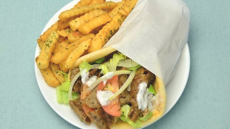 Gyro meat with french fries