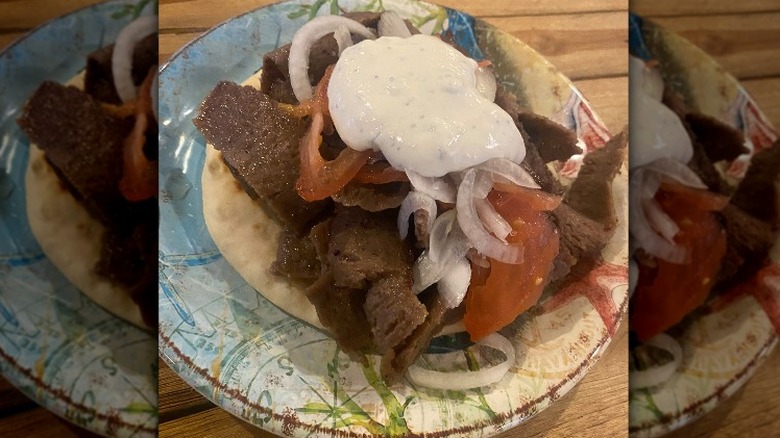 Tzatziki on gyro meat