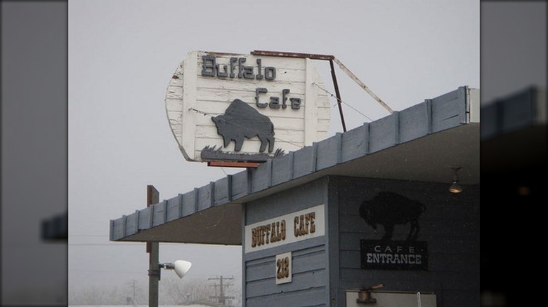 Sign for The Buffalo Cafe Restaurant in Idaho