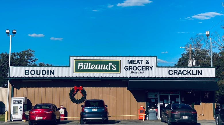 Outside of Billeaud's Meat and Grocery in Louisiana