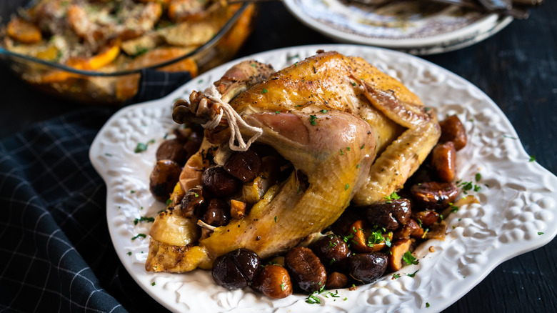 Pheasant on a white plate