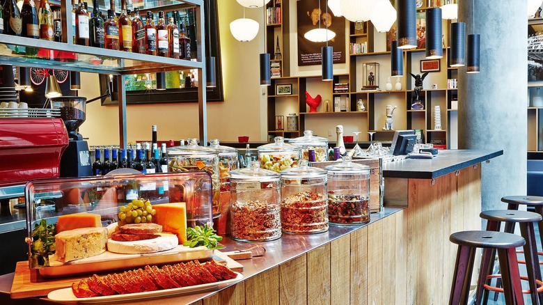 Breakfast items on bar at citizenM hotel in Times Square