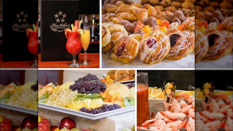 Collage of assortment of brunch items at MacArthur's Riverview Restaurant at the Thayer Hotel