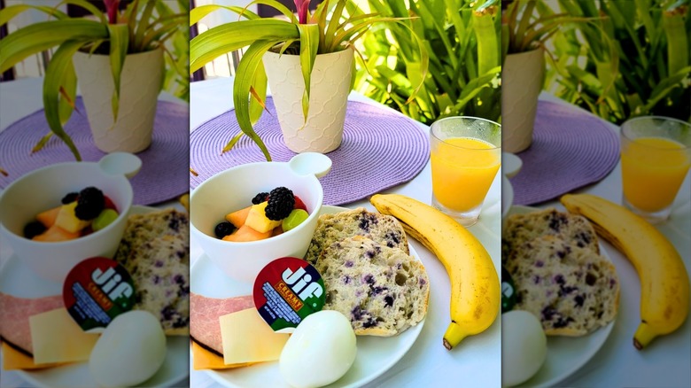 Plate of breakfast items on white table at Orchid Key Inn Key West