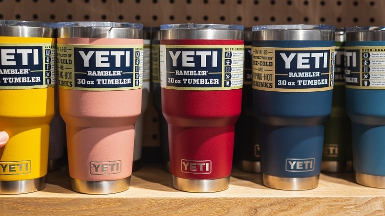 Yeti Rambler tumblers in a variety of colors