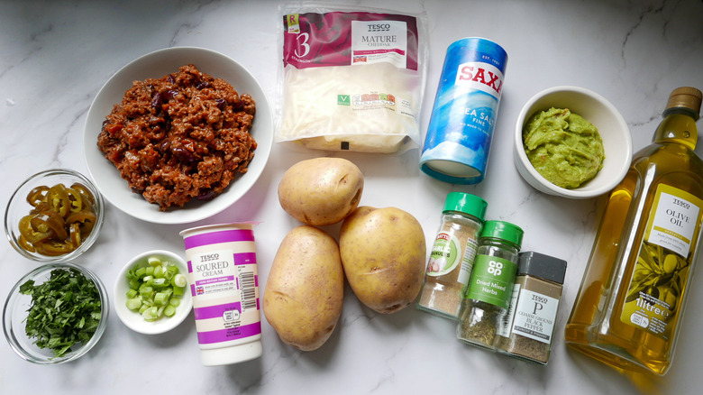 irish nachos ingredients on counter 