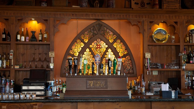 Stained glass window in bar