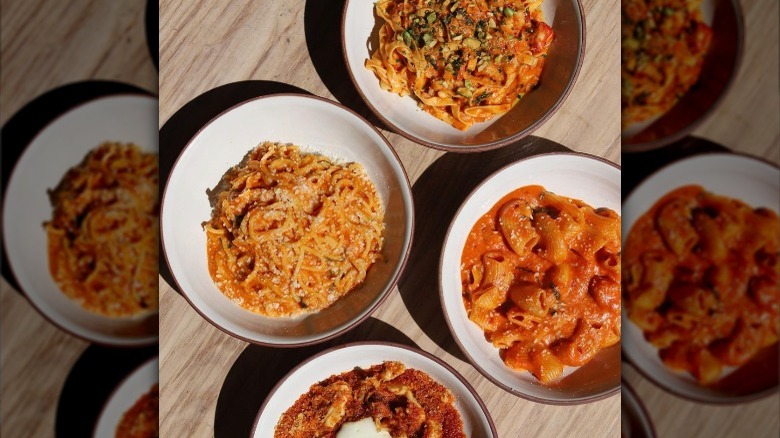 various pasta dishes