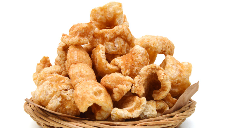 crispy pork rinds in basket