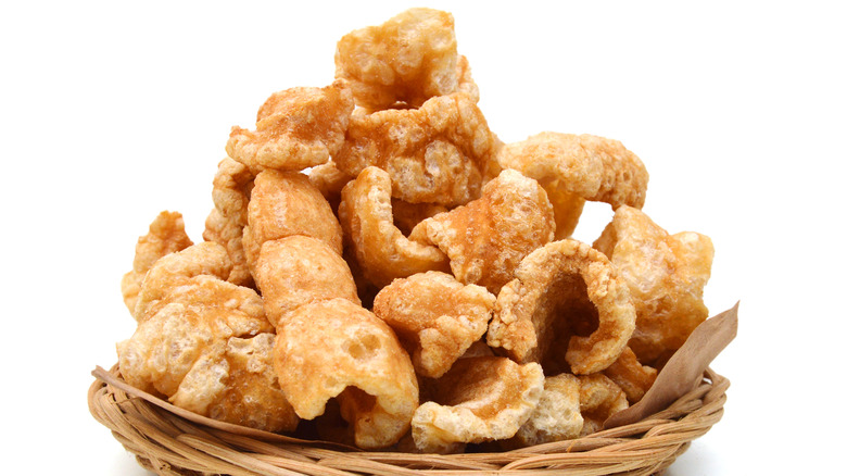 Pork rinds in basket