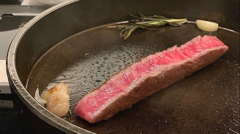 Wagyu steak on the grill